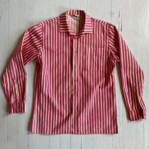 Marimekko Jokapoika Pink & Yellow Stripped Cotton Shirt Size XS